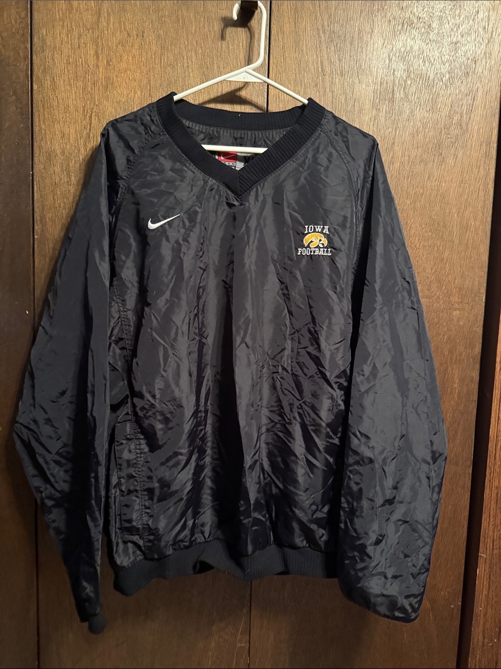 Nike Black Iowa Football Pullover Windbreaker with Yellow Logo